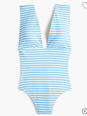 J. Crew Factory Striped V-neck One-Piece Swimsuit Size Large NWT